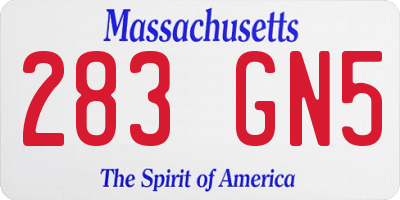 MA license plate 283GN5