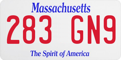 MA license plate 283GN9