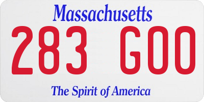 MA license plate 283GO0