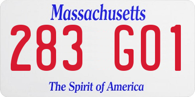 MA license plate 283GO1