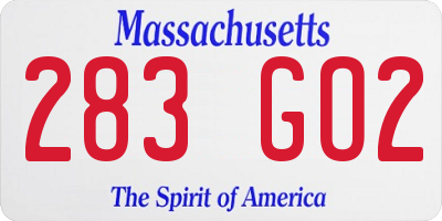 MA license plate 283GO2