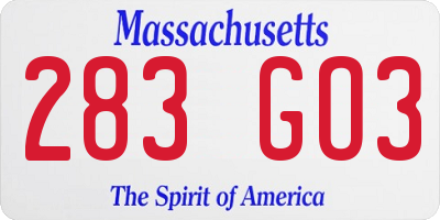 MA license plate 283GO3