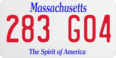 MA license plate 283GO4