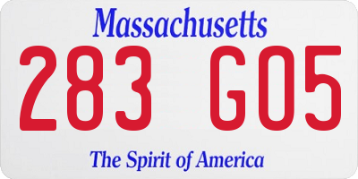 MA license plate 283GO5