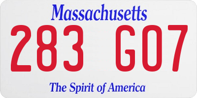 MA license plate 283GO7