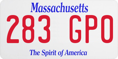 MA license plate 283GP0