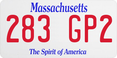 MA license plate 283GP2