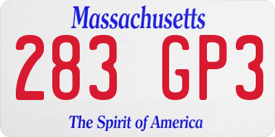MA license plate 283GP3