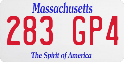 MA license plate 283GP4