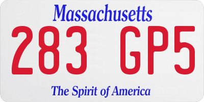 MA license plate 283GP5