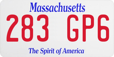 MA license plate 283GP6
