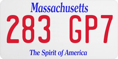 MA license plate 283GP7