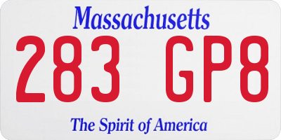 MA license plate 283GP8