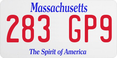 MA license plate 283GP9