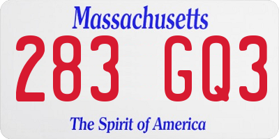 MA license plate 283GQ3