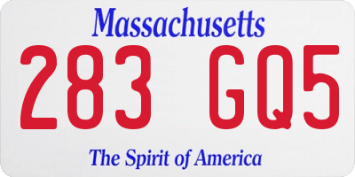 MA license plate 283GQ5