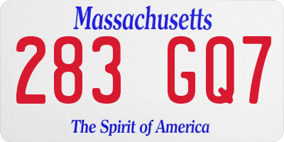 MA license plate 283GQ7