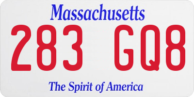 MA license plate 283GQ8