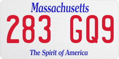 MA license plate 283GQ9