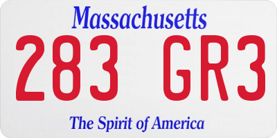 MA license plate 283GR3