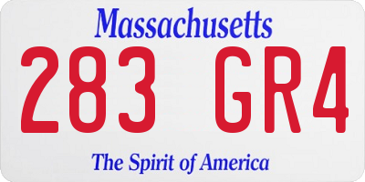 MA license plate 283GR4