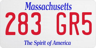 MA license plate 283GR5
