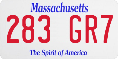 MA license plate 283GR7