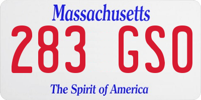 MA license plate 283GS0