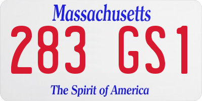 MA license plate 283GS1