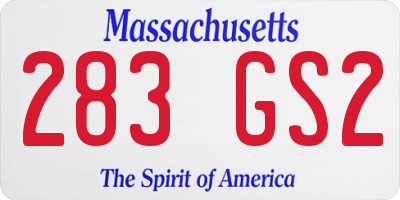 MA license plate 283GS2