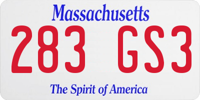 MA license plate 283GS3