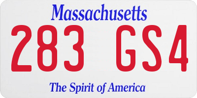 MA license plate 283GS4