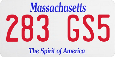MA license plate 283GS5