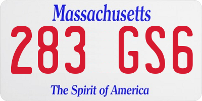 MA license plate 283GS6