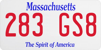 MA license plate 283GS8