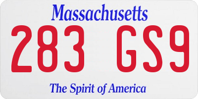 MA license plate 283GS9