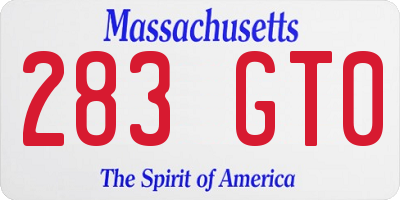 MA license plate 283GT0