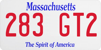 MA license plate 283GT2