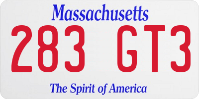 MA license plate 283GT3