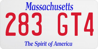 MA license plate 283GT4