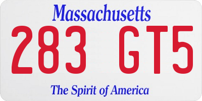 MA license plate 283GT5