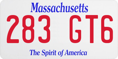 MA license plate 283GT6
