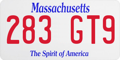 MA license plate 283GT9