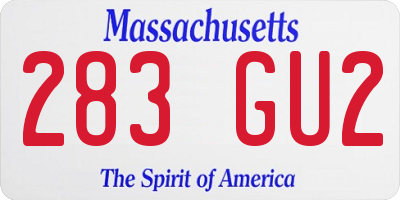 MA license plate 283GU2