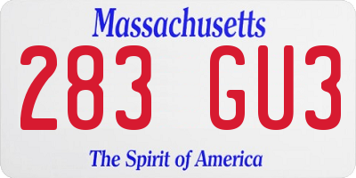 MA license plate 283GU3