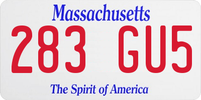 MA license plate 283GU5