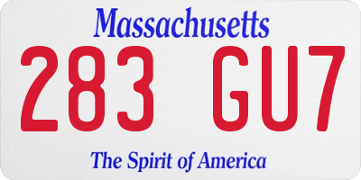 MA license plate 283GU7