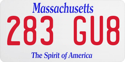MA license plate 283GU8