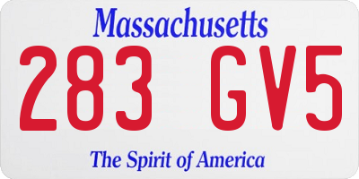 MA license plate 283GV5