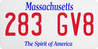 MA license plate 283GV8